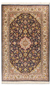 Silketæppe - Kashmir Silk - 150 x 93 cm - mørkeblå