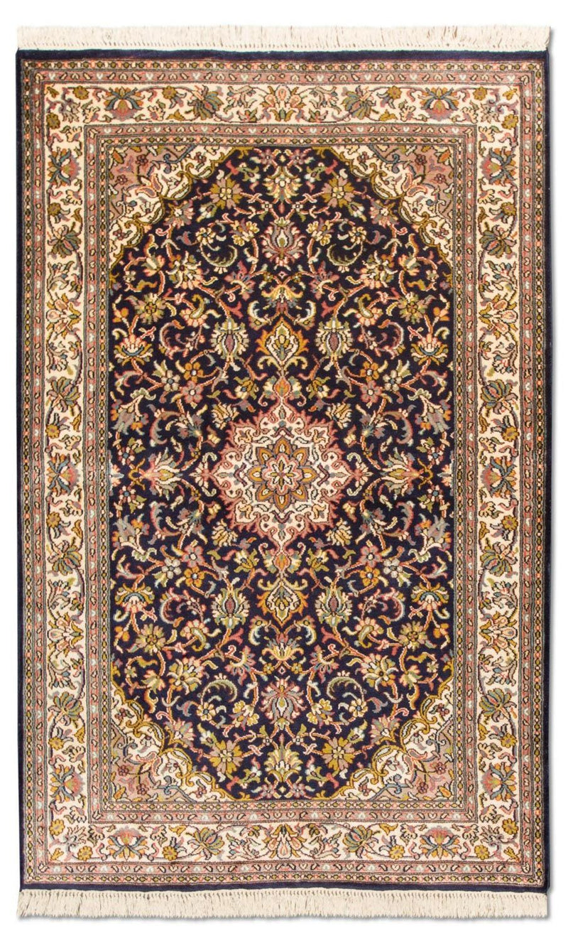 Silketæppe - Kashmir Silk - 150 x 93 cm - mørkeblå