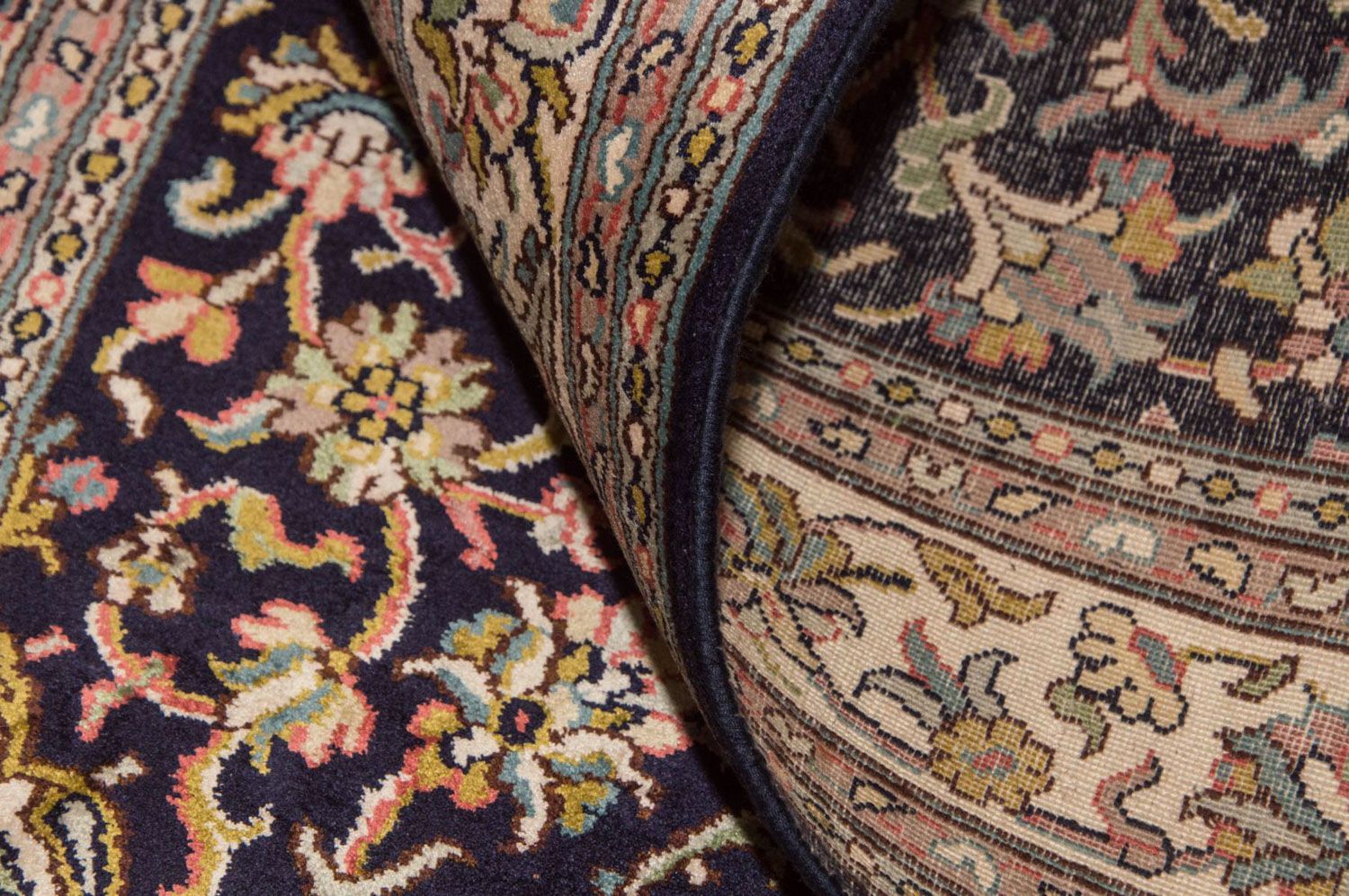 Silketæppe - Kashmir Silk - 150 x 93 cm - mørkeblå