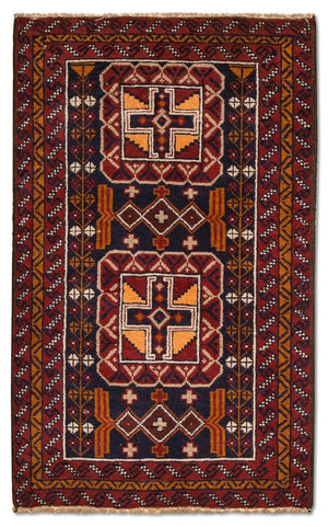 Baluch-tæppe - 126 x 77 cm - flerfarvet