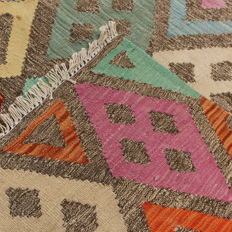 Kelim Carpet - Splash - 194 x 151 cm - flerfarvet
