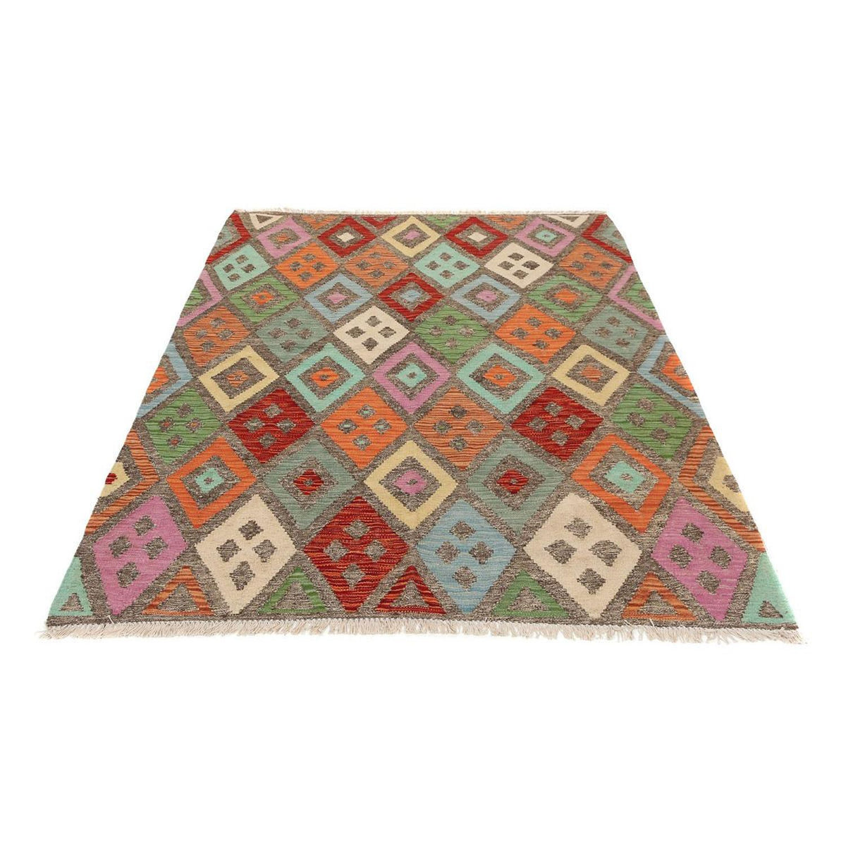 Kelim Carpet - Splash - 194 x 151 cm - flerfarvet