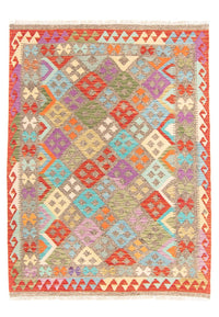 Kelim Carpet - Splash - 206 x 155 cm - flerfarvet