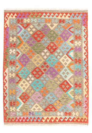Kelim Carpet - Splash - 206 x 155 cm - flerfarvet