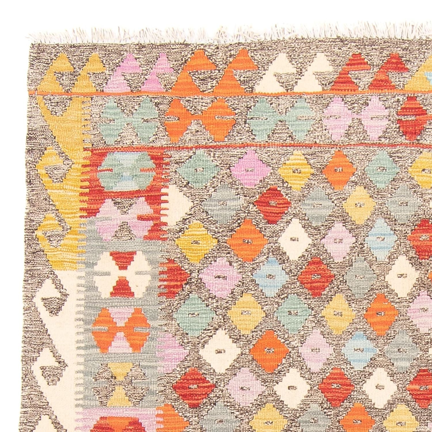 Kelim Carpet - Splash - 189 x 154 cm - flerfarvet