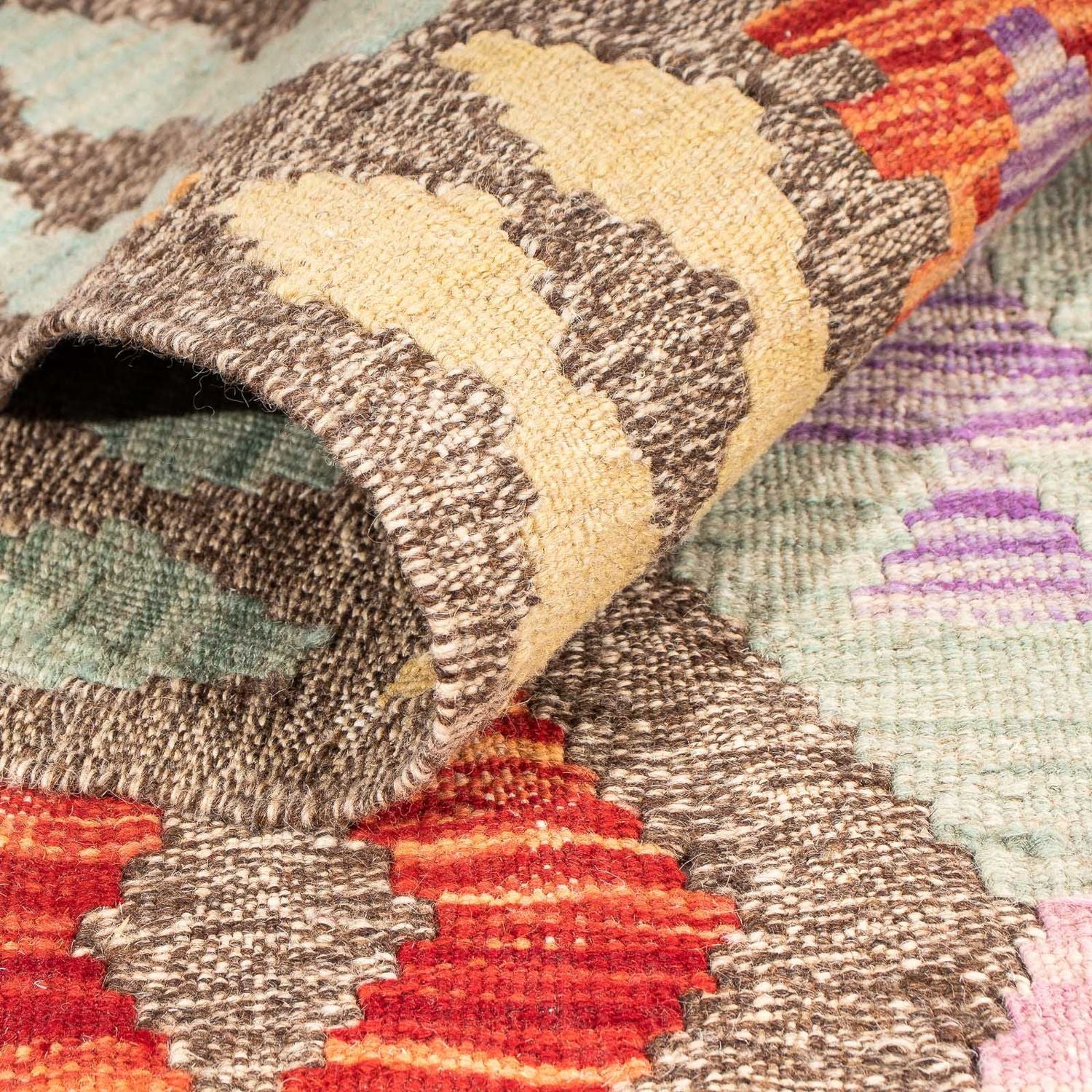 Kelim Carpet - Splash - 207 x 155 cm - flerfarvet