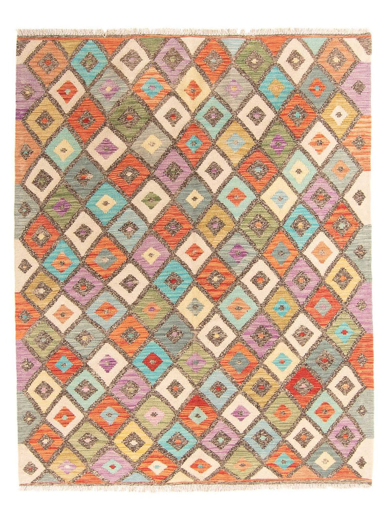 Kelim Carpet - Splash - 195 x 155 cm - flerfarvet