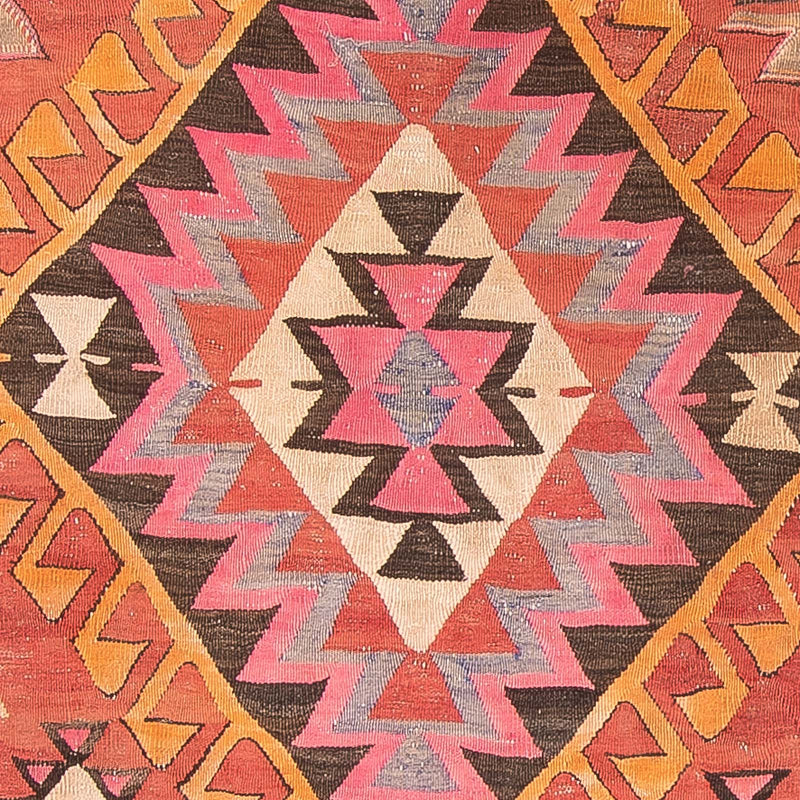 Løber Kelim-tæppe - gammelt - 425 x 165 cm - lysrød