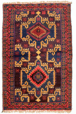 Baluch-tæppe - 129 x 77 cm - flerfarvet