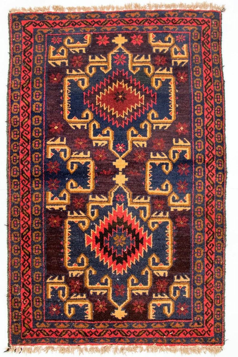 Baluch-tæppe - 129 x 77 cm - flerfarvet