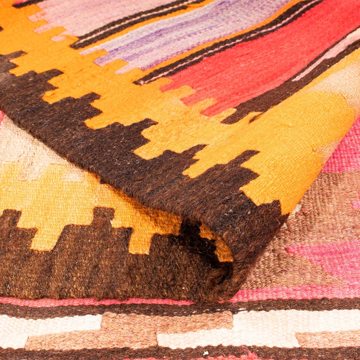 Løber Kelim-tæppe - gammelt - 340 x 150 cm - flerfarvet