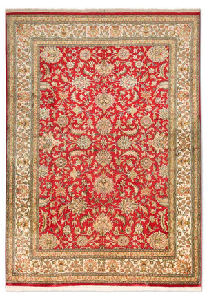 Silketæppe - Kashmir Silk - 214 x 150 cm - rød
