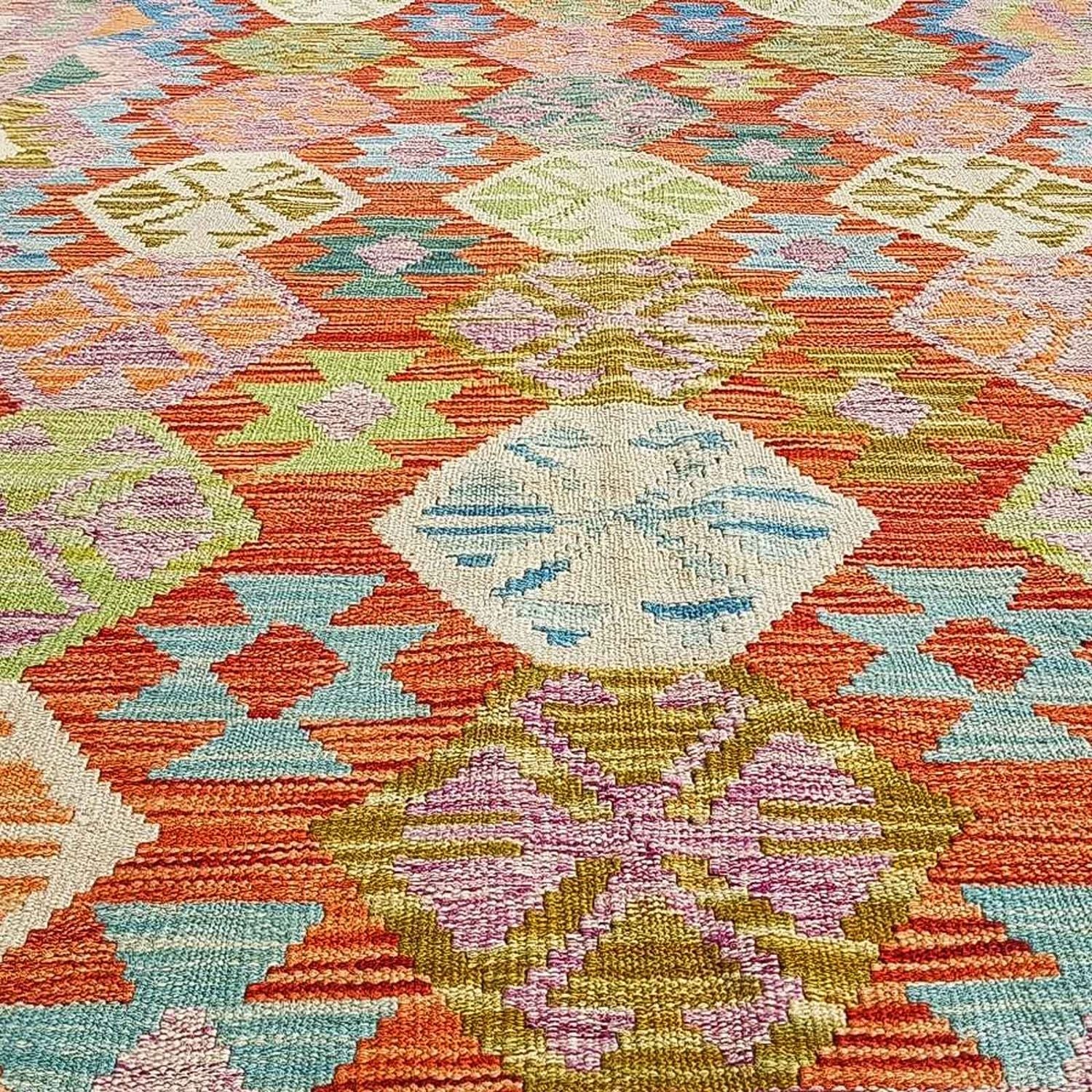 Kelim Carpet - Splash - 300 x 206 cm - flerfarvet