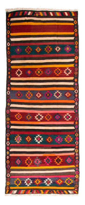 Løber Kelim-tæppe - gammelt - 330 x 145 cm - flerfarvet