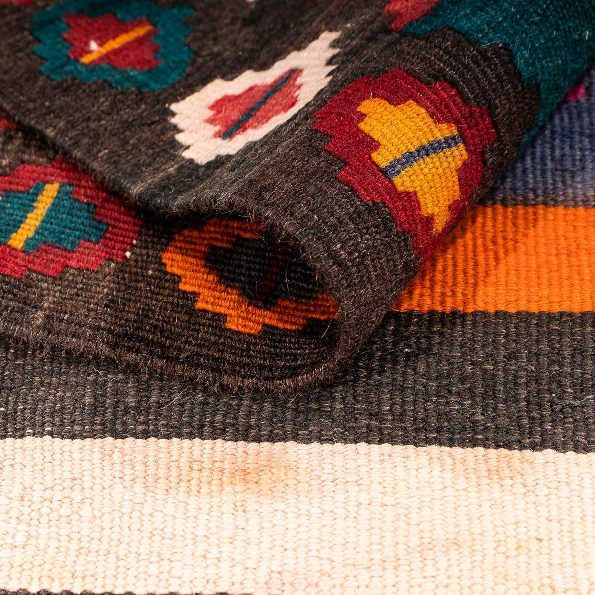 Løber Kelim-tæppe - gammelt - 330 x 145 cm - flerfarvet