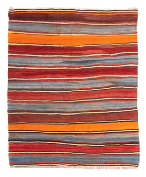 Kelim-tæppe - gammelt - 155 x 135 cm - flerfarvet