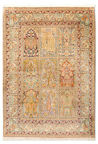 Silketæppe - Kashmir Silk - 184 x 124 cm - flerfarvet