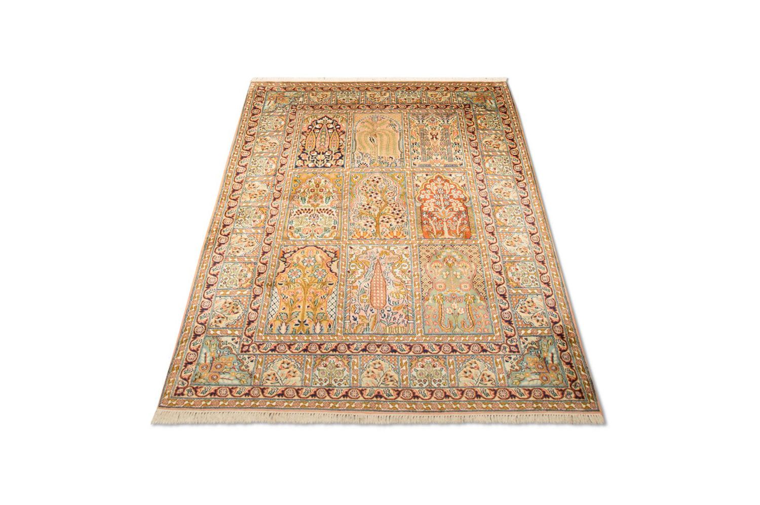 Silketæppe - Kashmir Silk - 184 x 124 cm - flerfarvet