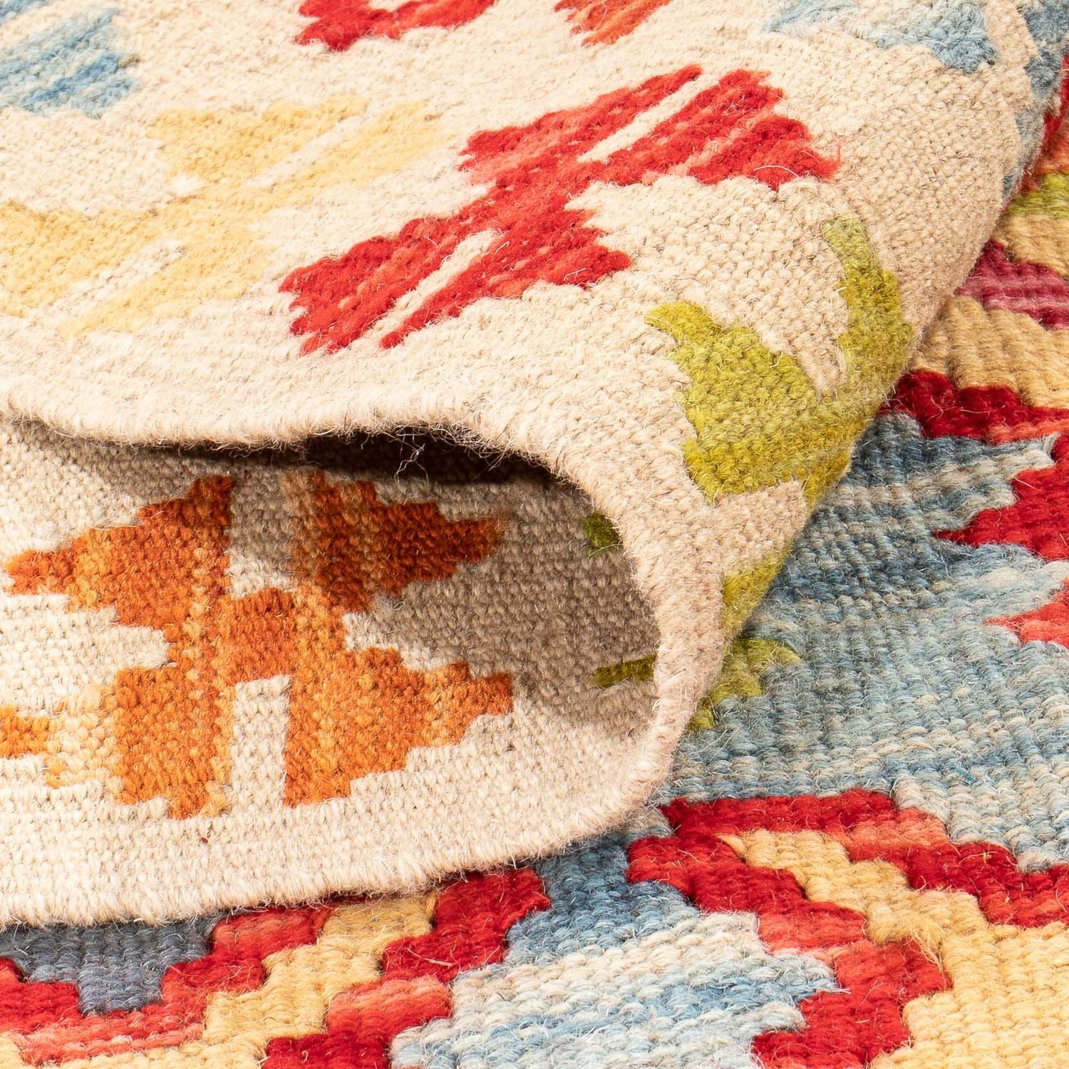 Kelim Carpet - Splash - 199 x 156 cm - flerfarvet