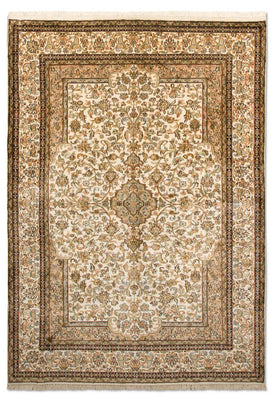 Silketæppe - Kashmir Silk - 186 x 126 cm - beige