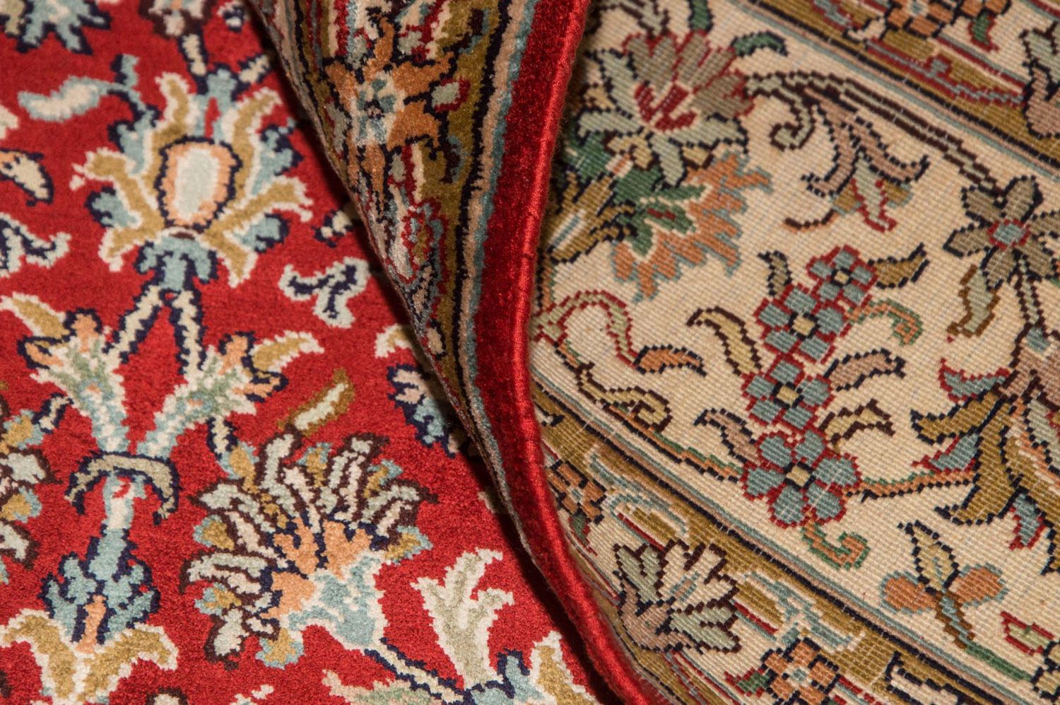 Silketæppe - Kashmir Silk - 218 x 156 cm - rød