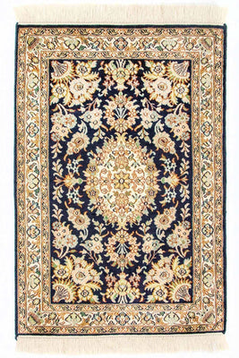 Silketæppe - Kashmir Silk - 98 x 63 cm - blå