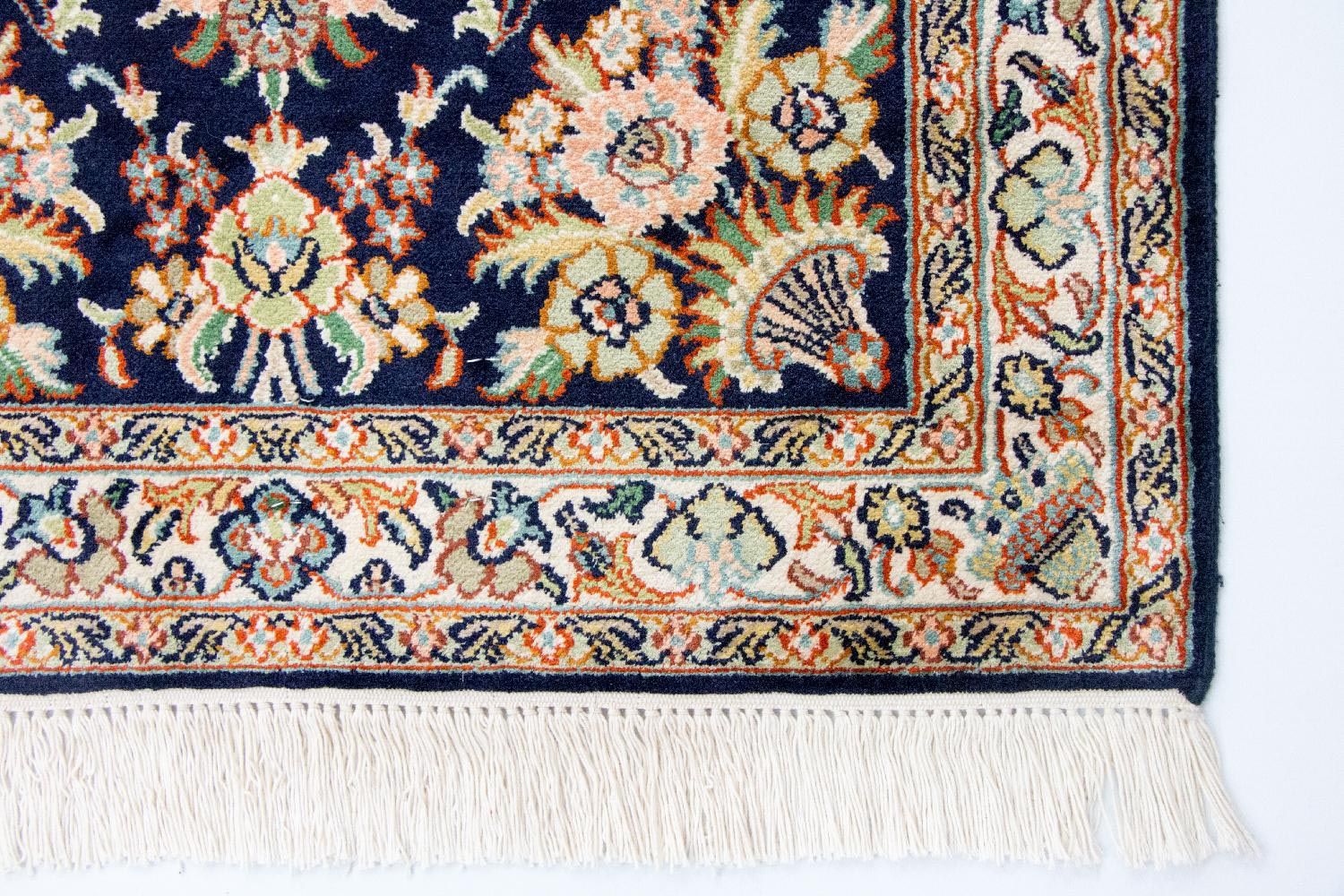 Silketæppe - Kashmir Silk - 98 x 63 cm - blå