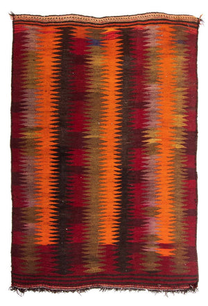 Kelim-tæppe - gammelt - 225 x 150 cm - flerfarvet