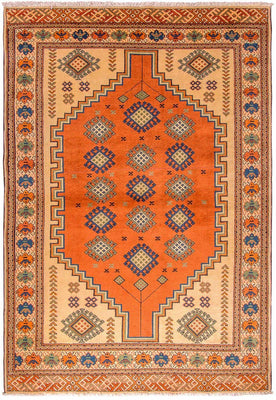 Turkaman-tæppe - 184 x 127 cm - orange