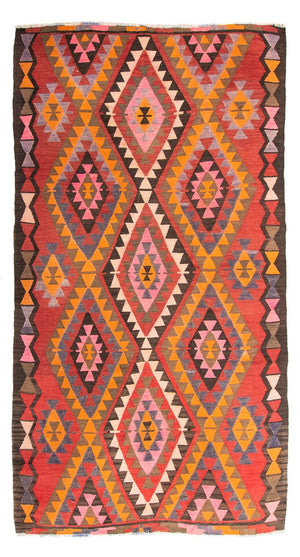 Kelim-tæppe - gammelt - 300 x 180 cm - flerfarvet