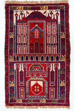 Baluch-tæppe - 127 x 77 cm - flerfarvet