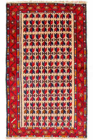 Baluch-tæppe - 130 x 77 cm - rød