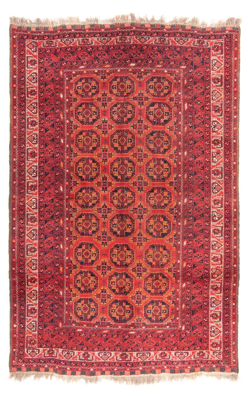 Turkaman-tæppe - 246 x 157 cm - rød