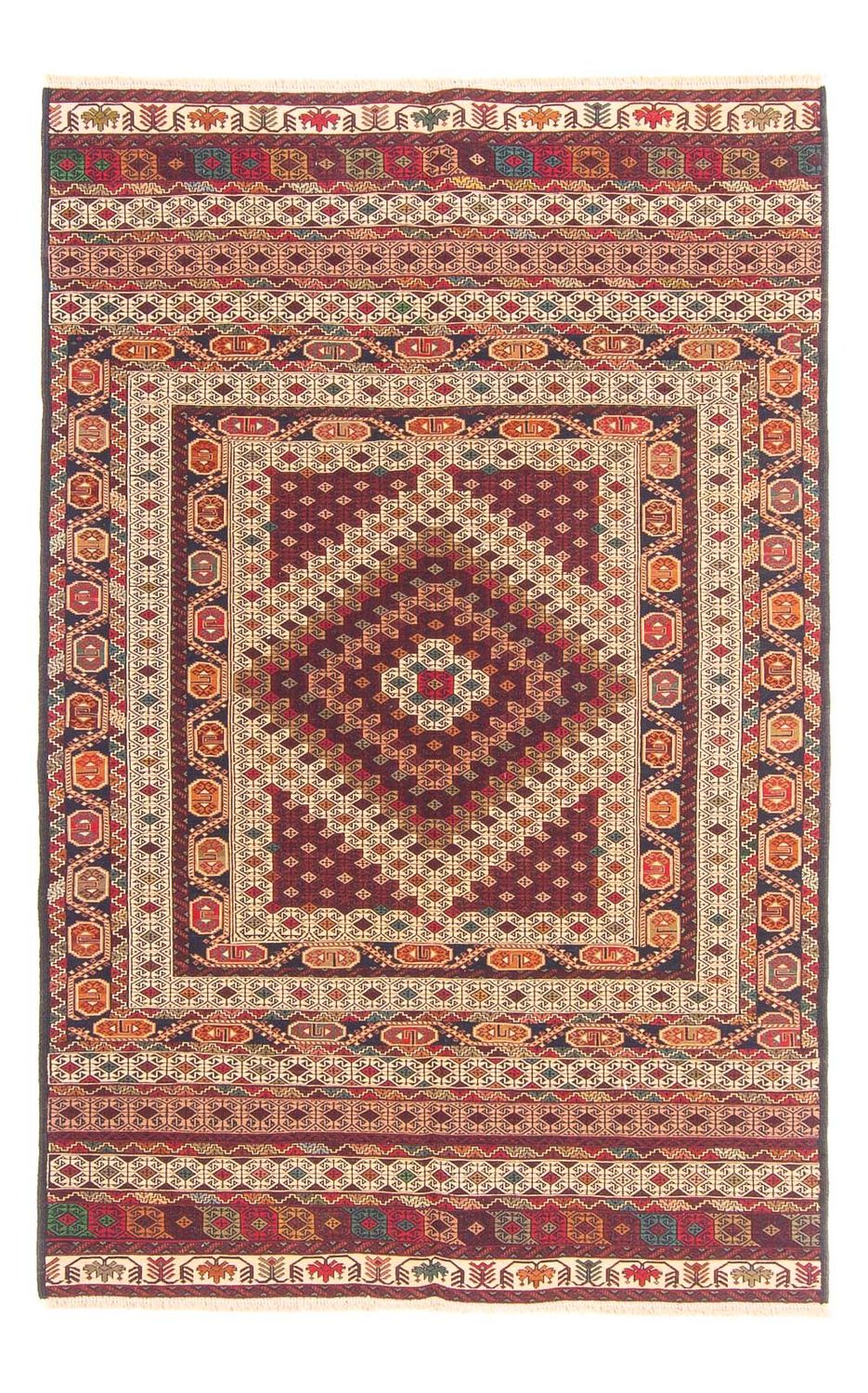 Kelim-tæppe - orientalsk - 196 x 127 cm - flerfarvet