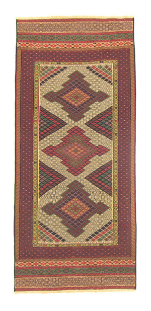 Løber Kelim-tæppe - orientalsk - 191 x 88 cm - brun