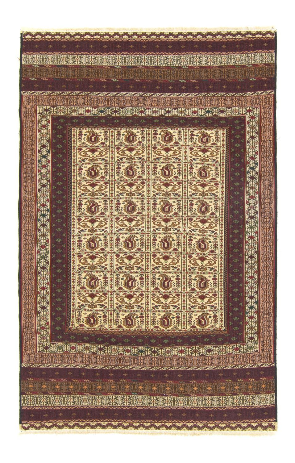 Kelim-tæppe - orientalsk - 188 x 121 cm - brun