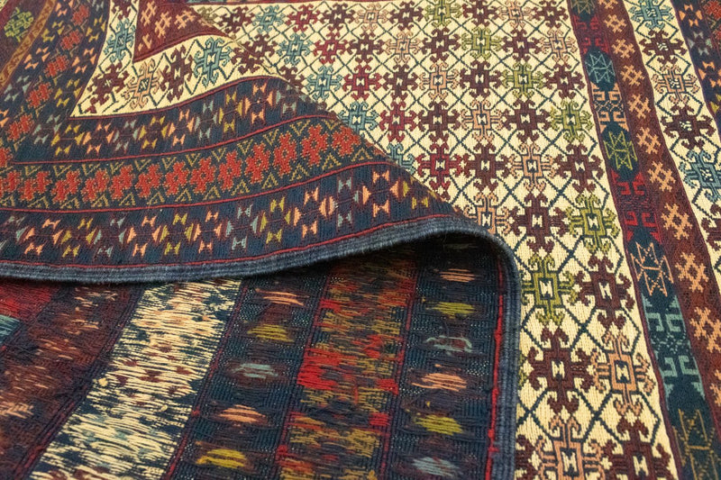 Kelim-tæppe - orientalsk - 186 x 126 cm - beige