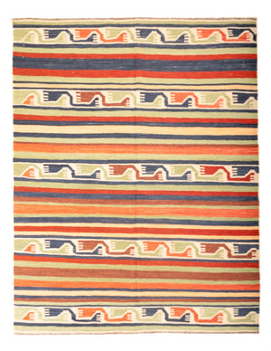 Kelim-tæppe - orientalsk - 202 x 154 cm - flerfarvet