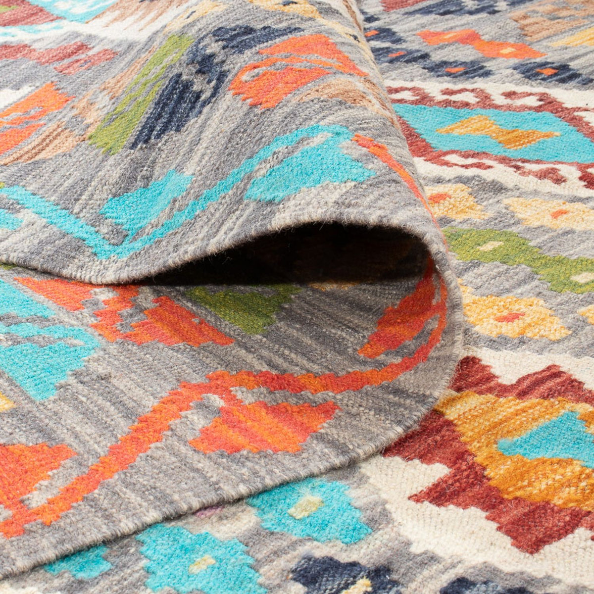 Kelim Carpet - Splash - 251 x 176 cm - flerfarvet