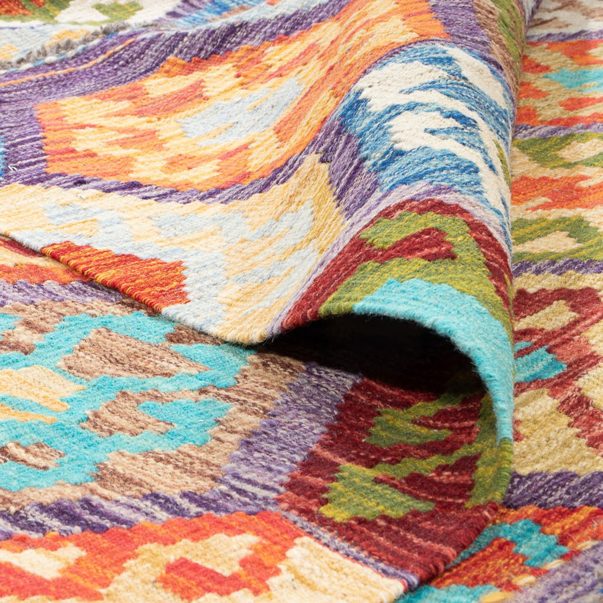 Kelim Carpet - Splash firkantet  - 201 x 189 cm - flerfarvet