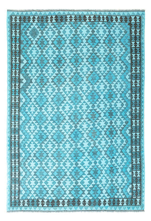 Kelim-tæppe - Trendy - Vintage / farvet - 277 x 195 cm - turkis