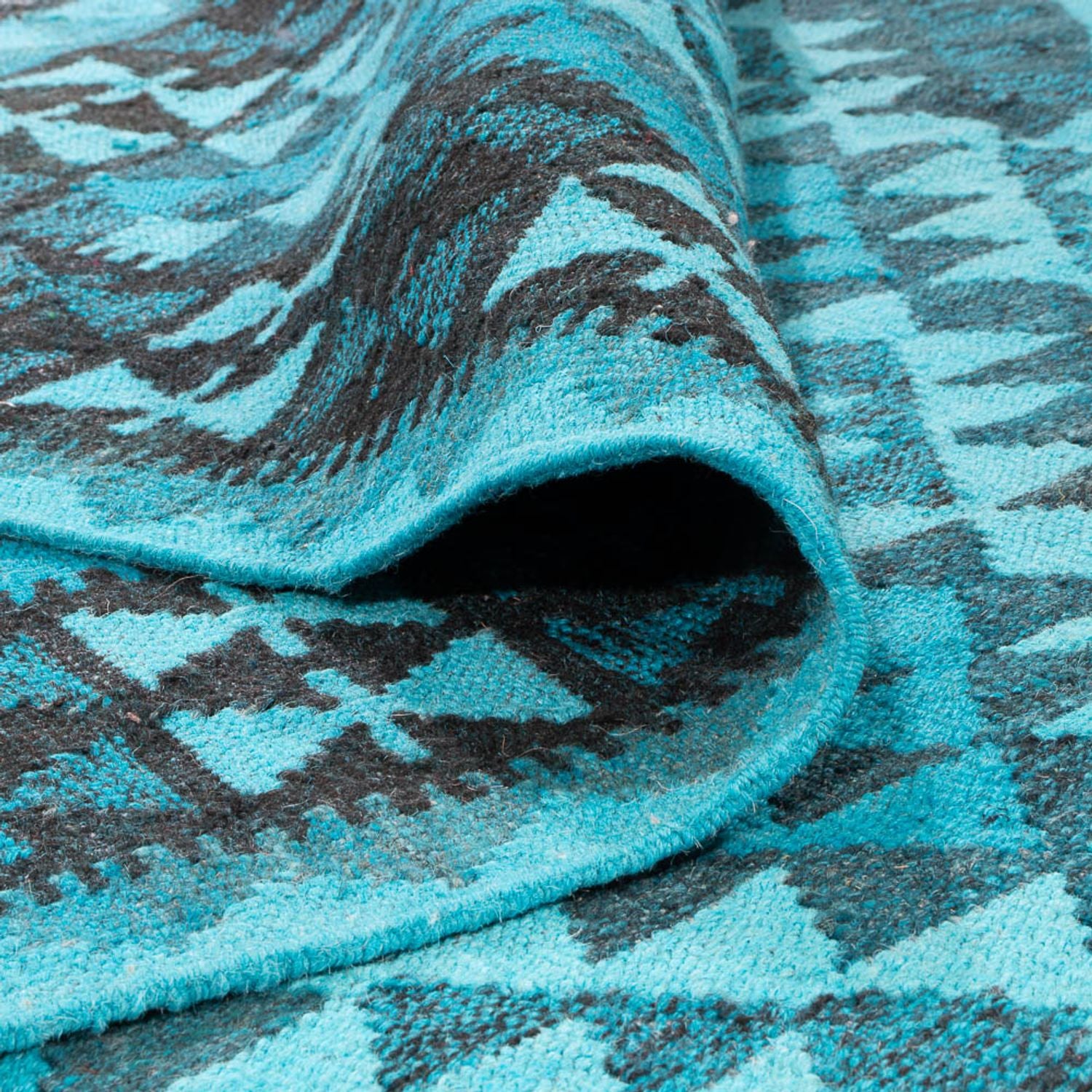 Kelim-tæppe - Trendy - Vintage / farvet - 277 x 195 cm - turkis