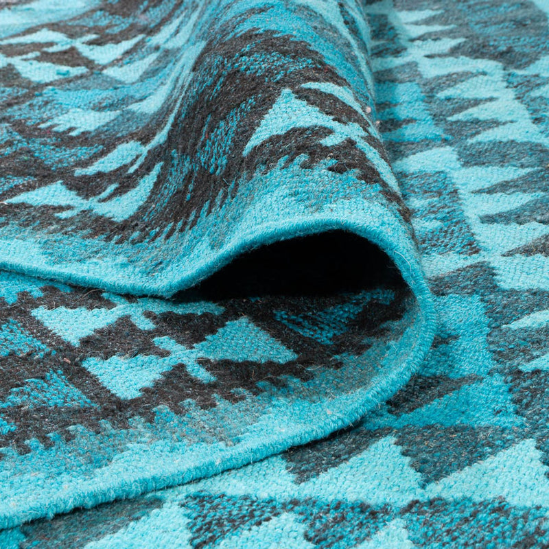 Kelim-tæppe - Trendy - Vintage / farvet - 277 x 195 cm - turkis