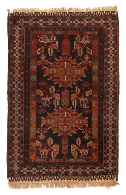 Afghansk tæppe - 189 x 127 cm - brun