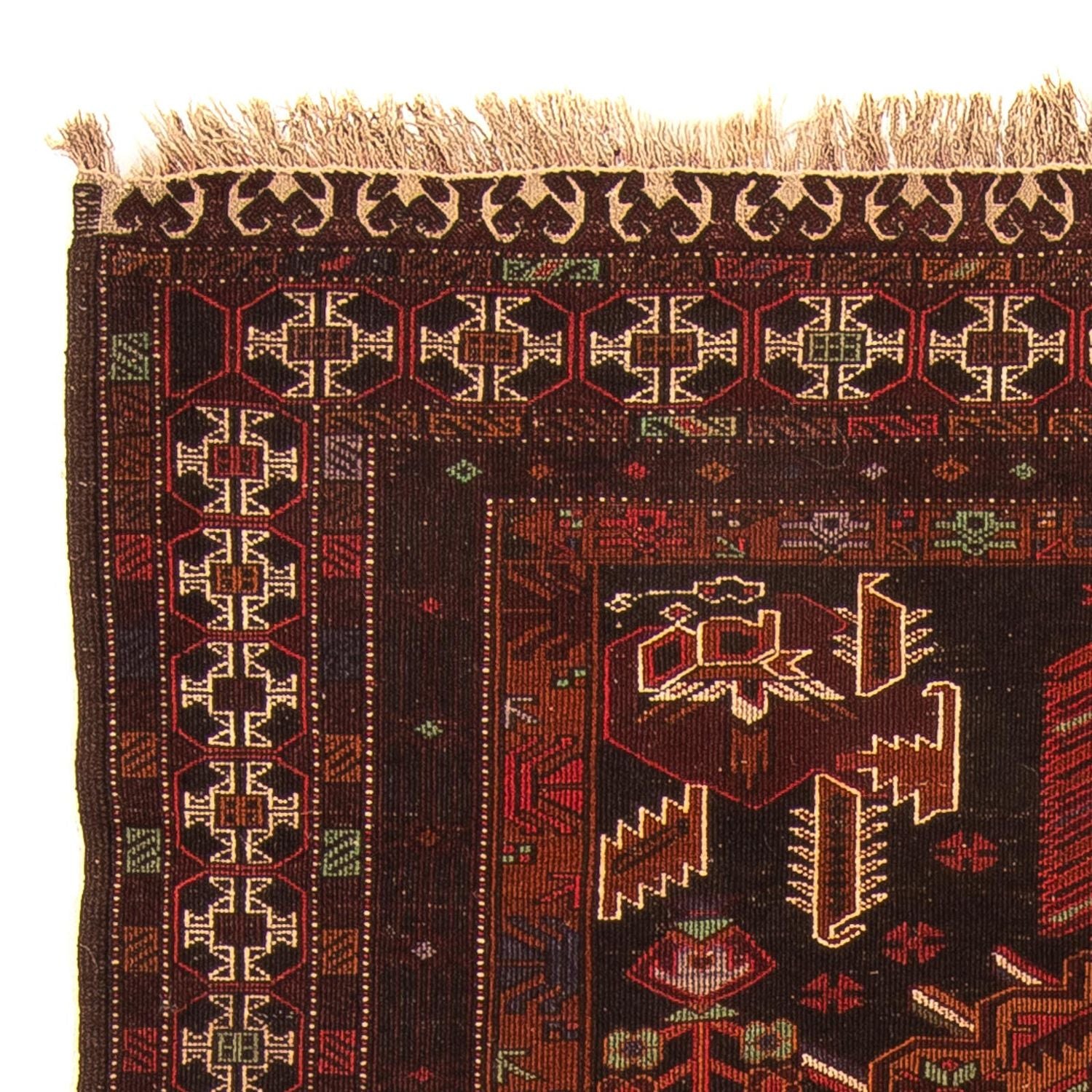 Afghansk tæppe - 189 x 127 cm - brun