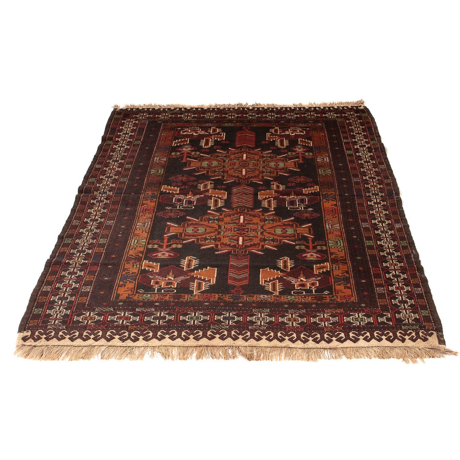 Afghansk tæppe - 189 x 127 cm - brun