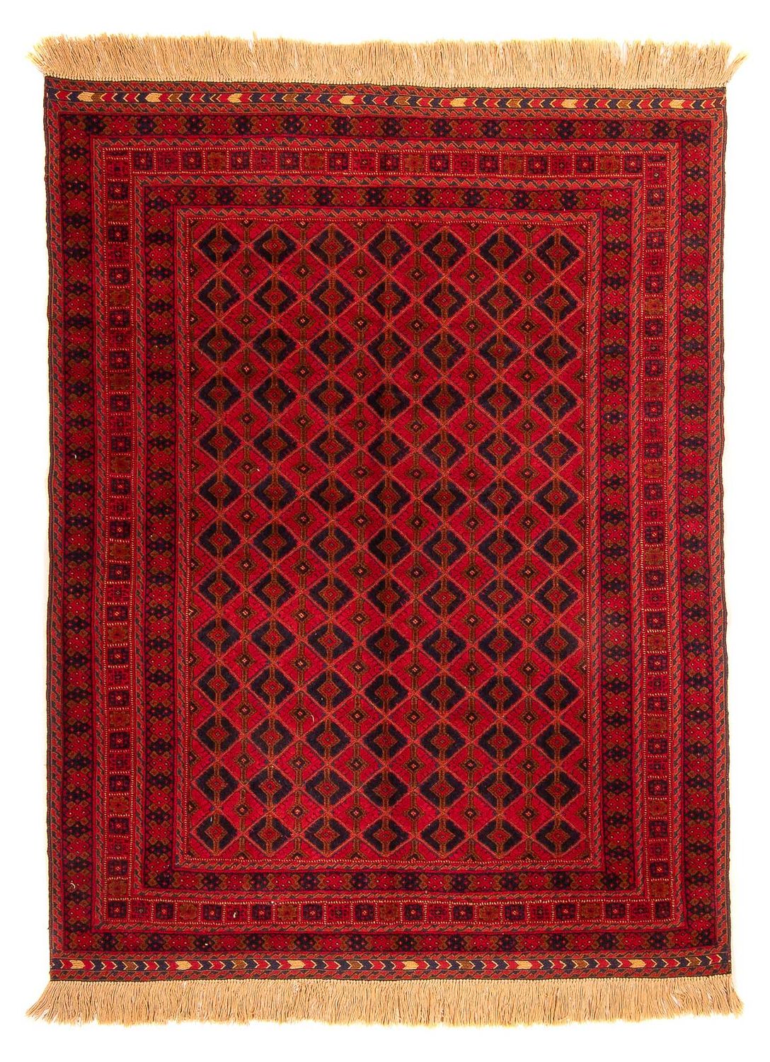 Turkaman-tæppe - 190 x 153 cm - mørkerød
