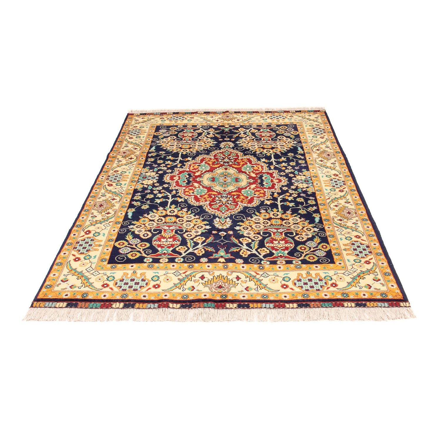 Afghansk tæppe - 213 x 151 cm - mørkeblå