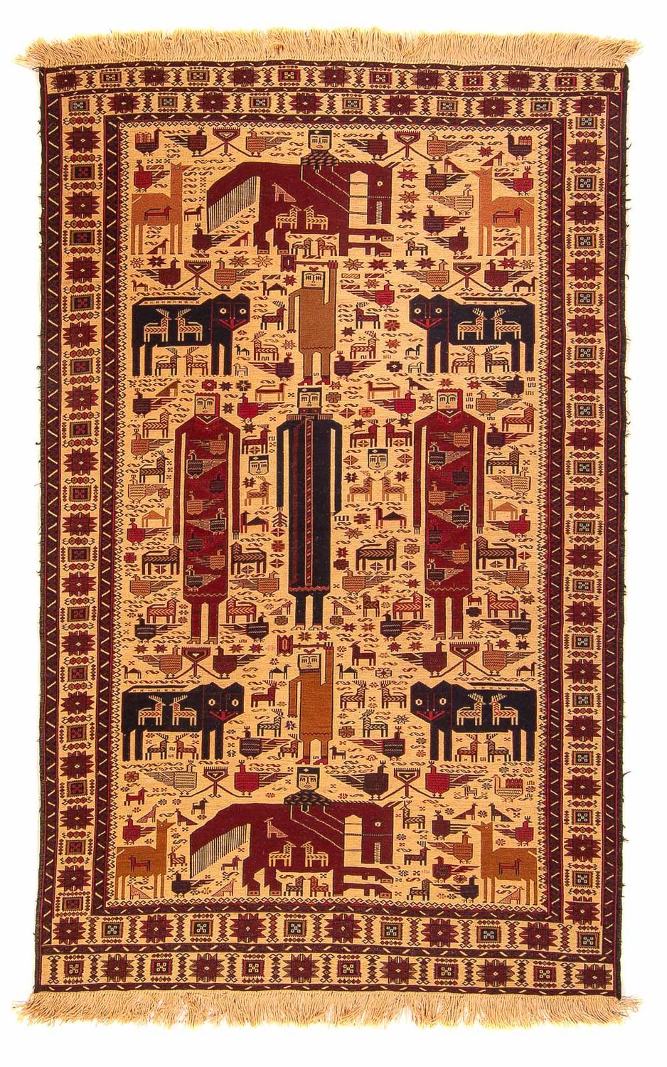 Kelim-tæppe - orientalsk - 194 x 124 cm - lys brun