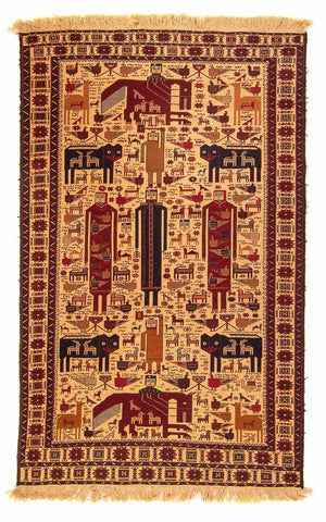 Kelim-tæppe - orientalsk - 194 x 124 cm - lys brun